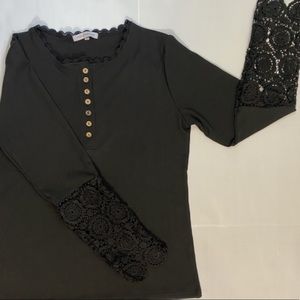 Lace sleeve Henley!